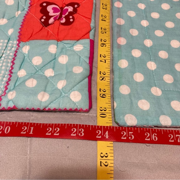 LAURA ASHLEY Quilted Standard Shams Cotton Butterflies Polka Dots Set of 2 - Picture 9 of 16